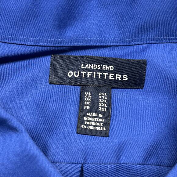 Lands End Outfitters Mens 2XL Button Down Shirt Royal Blue L/S 100% Cotton 2018 - Picture 2 of 12